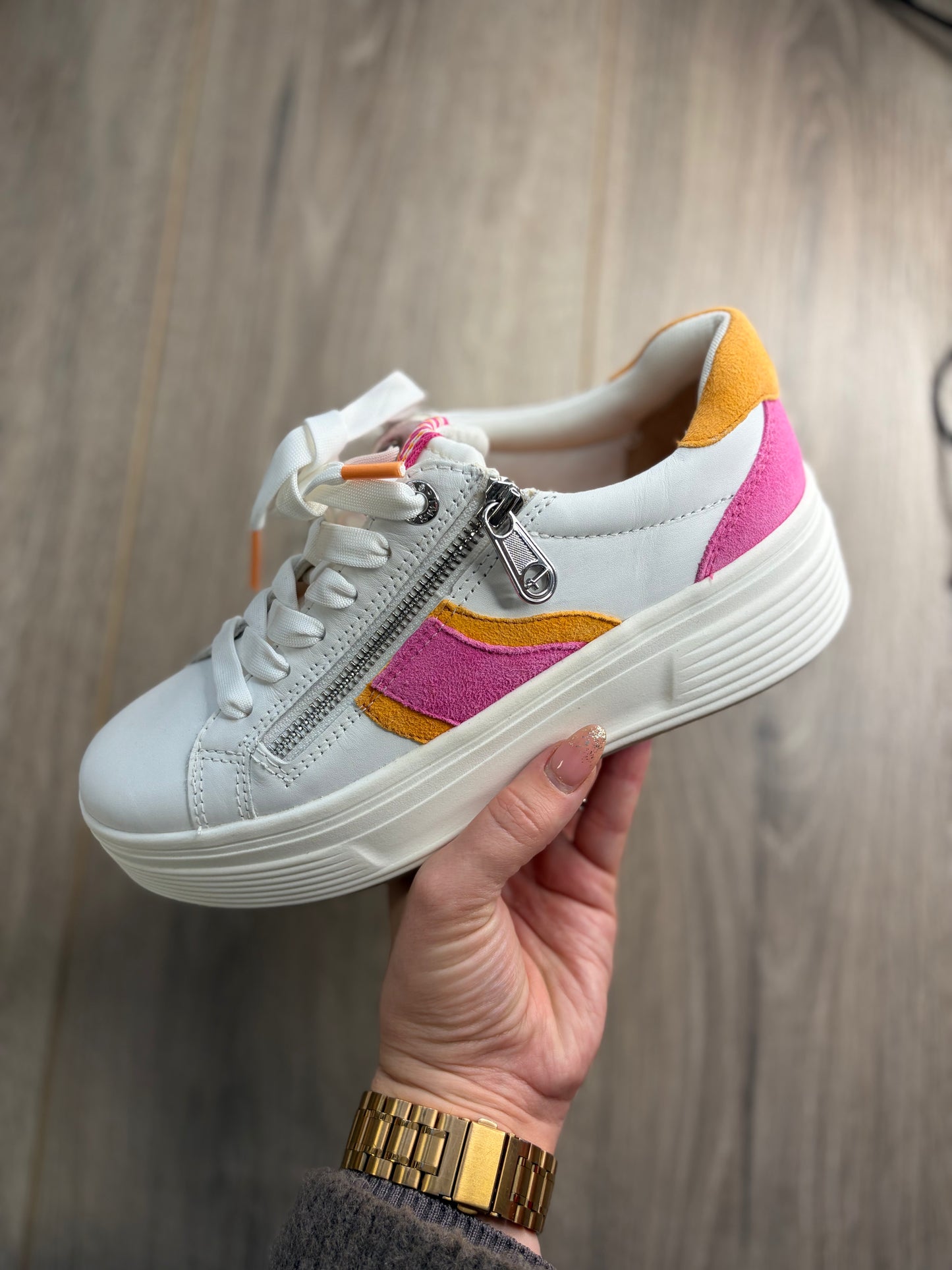 Tamaris - White, Pink & Orange Trainer