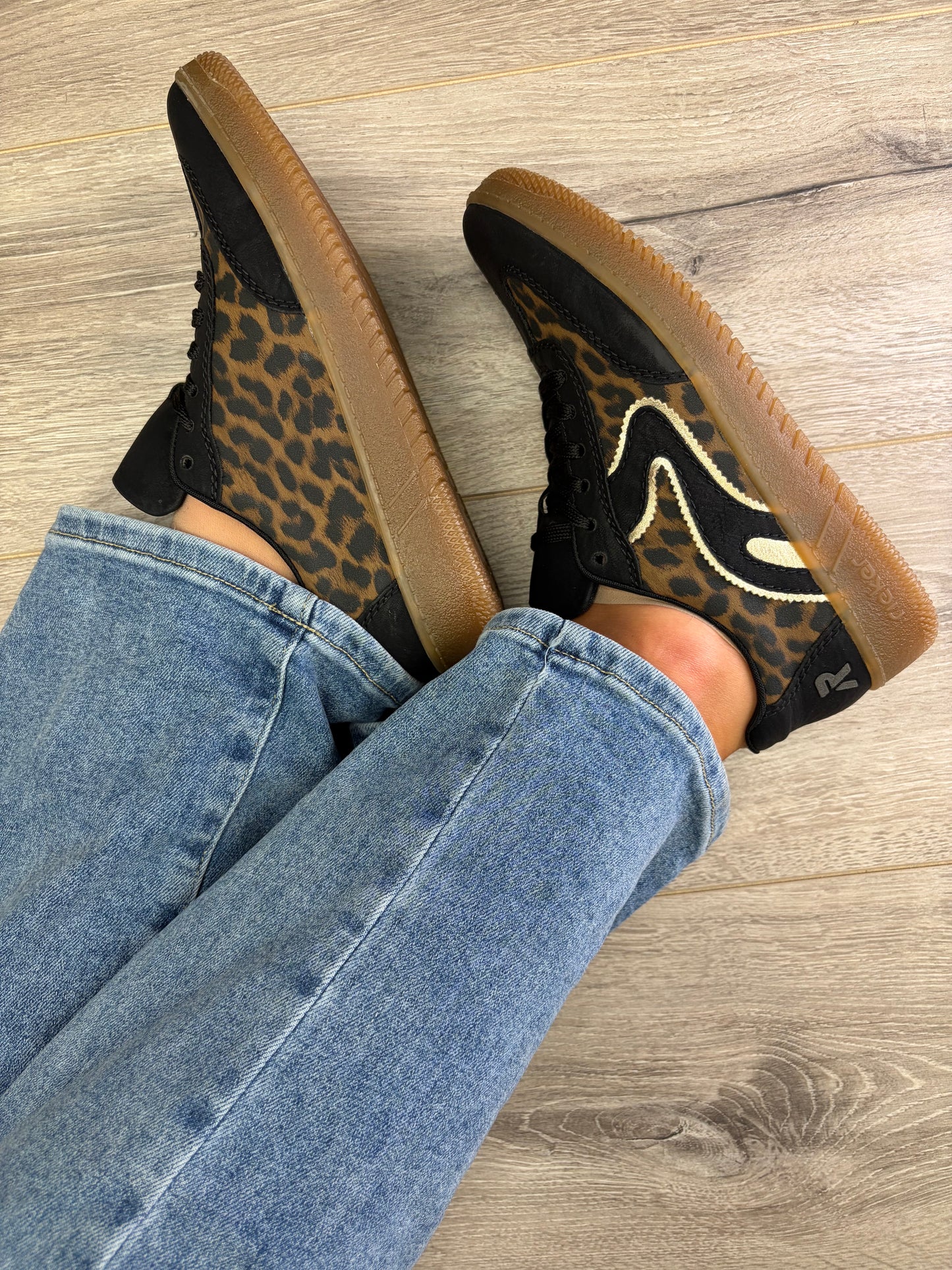 Rieker - Black Animal Print Trainer