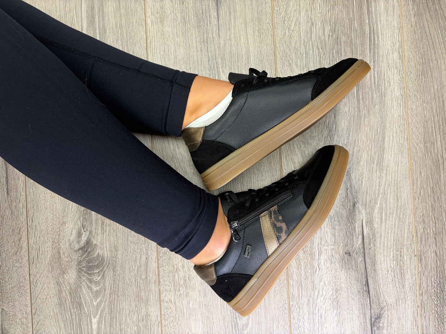 Remonte - Black Mix Zip Lace Trainer