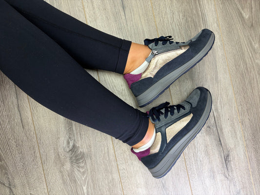 ARA - Navy/Bronze Stylish Trainer