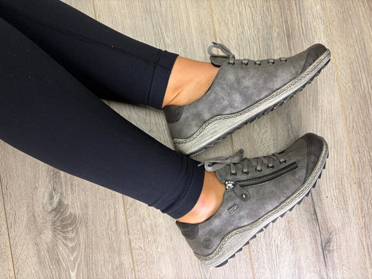 Remonte - Grey Zip Lace Trainer