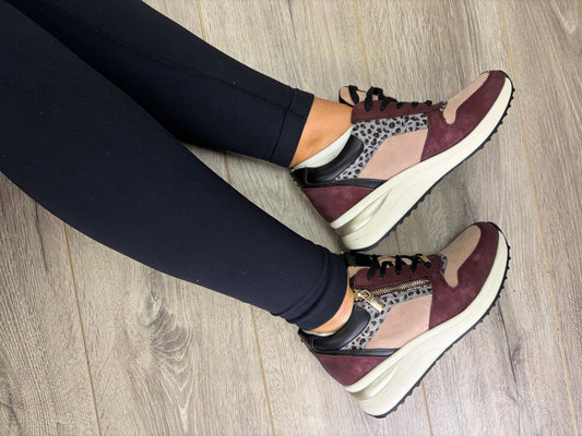 Lotus - Burgundy Wedge Trainer