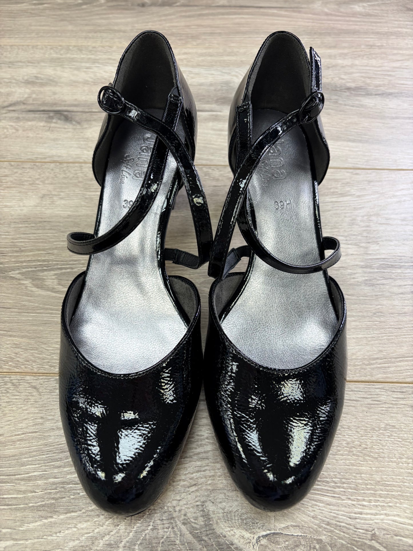 Jana - Black Strap Court Shoe