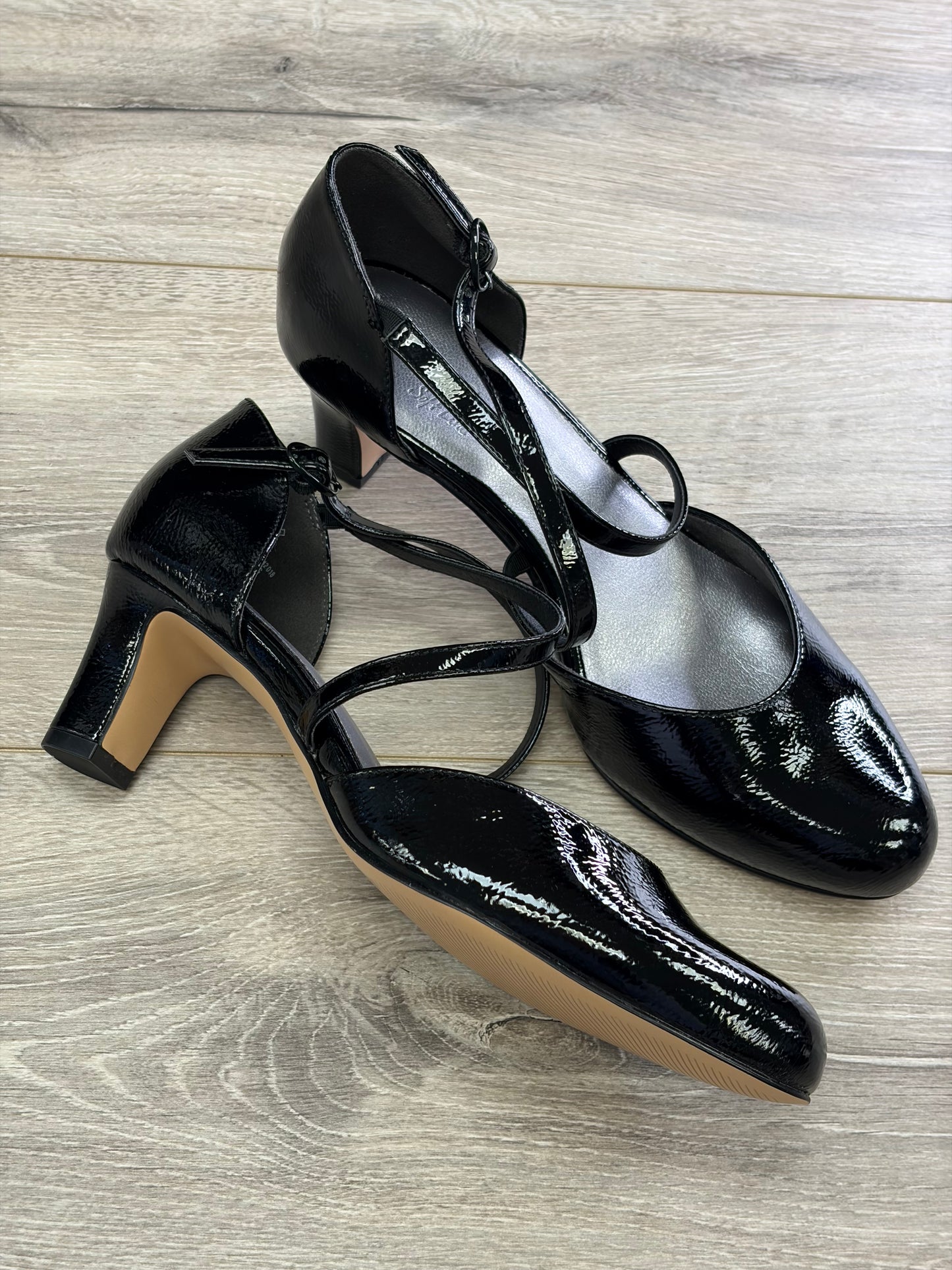 Jana - Black Strap Court Shoe