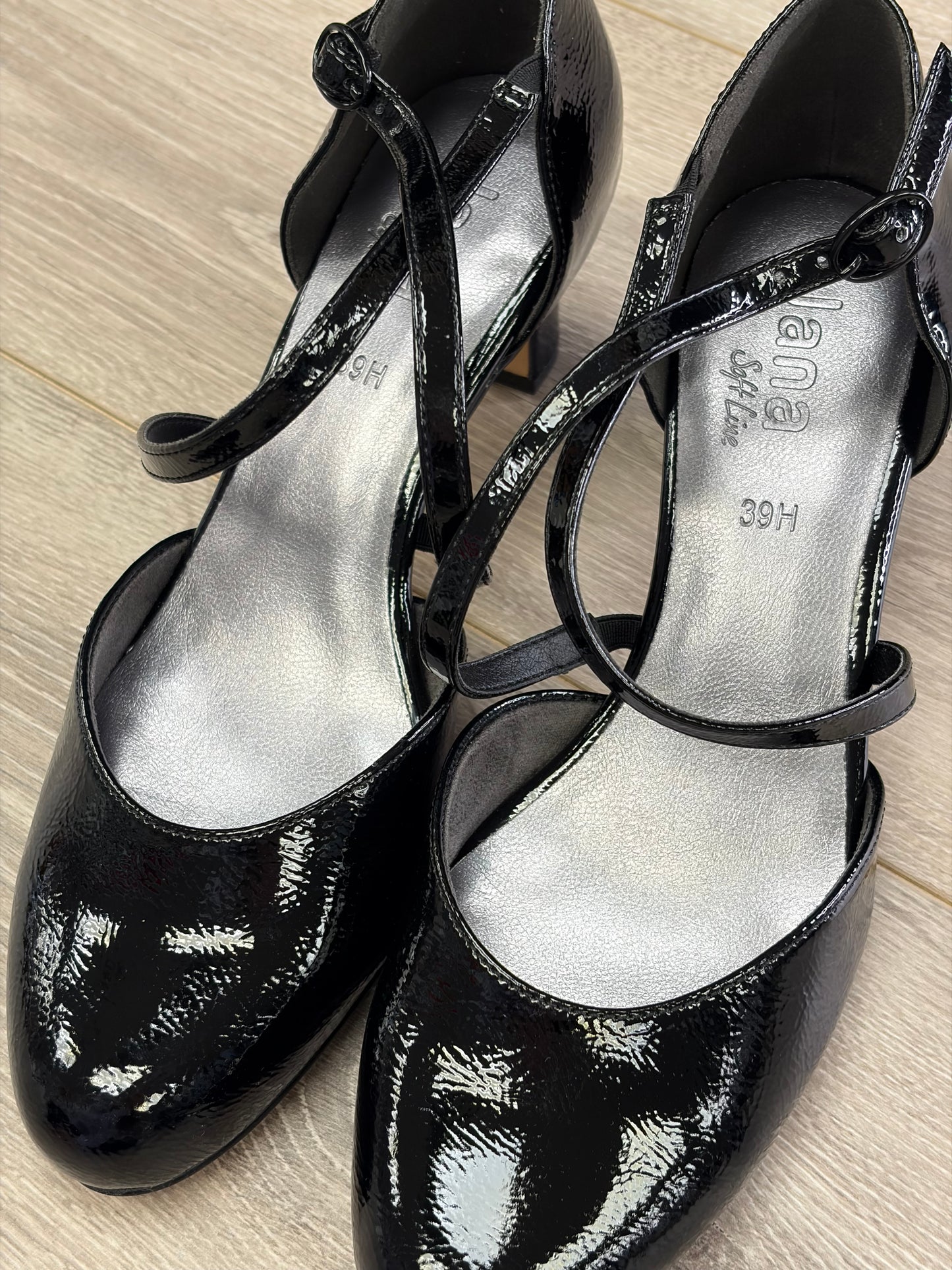 Jana - Black Strap Court Shoe