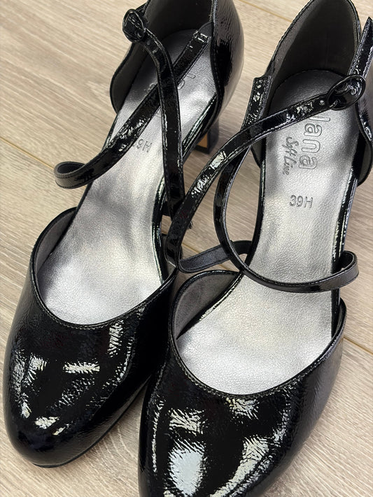 Jana - Black Strap Court Shoe