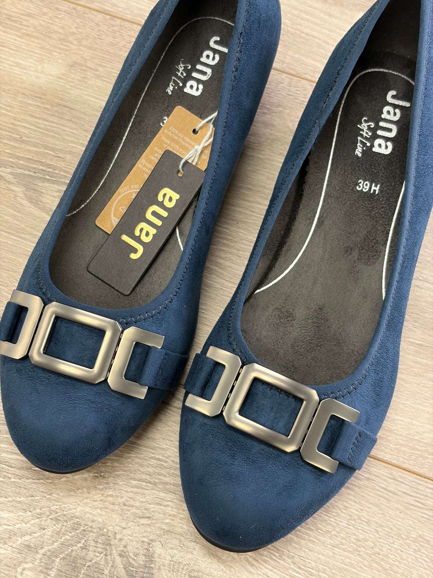 Jana - Navy Buckle Court Shoe