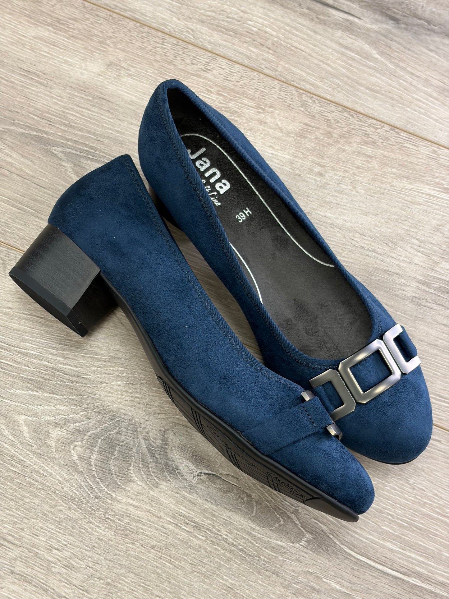 Jana - Navy Buckle Court Shoe