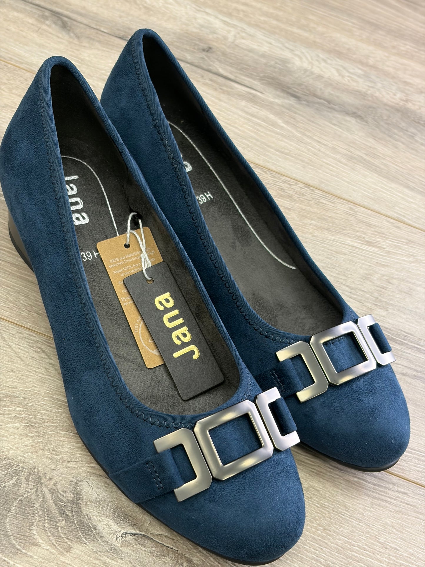 Jana - Navy Buckle Court Shoe