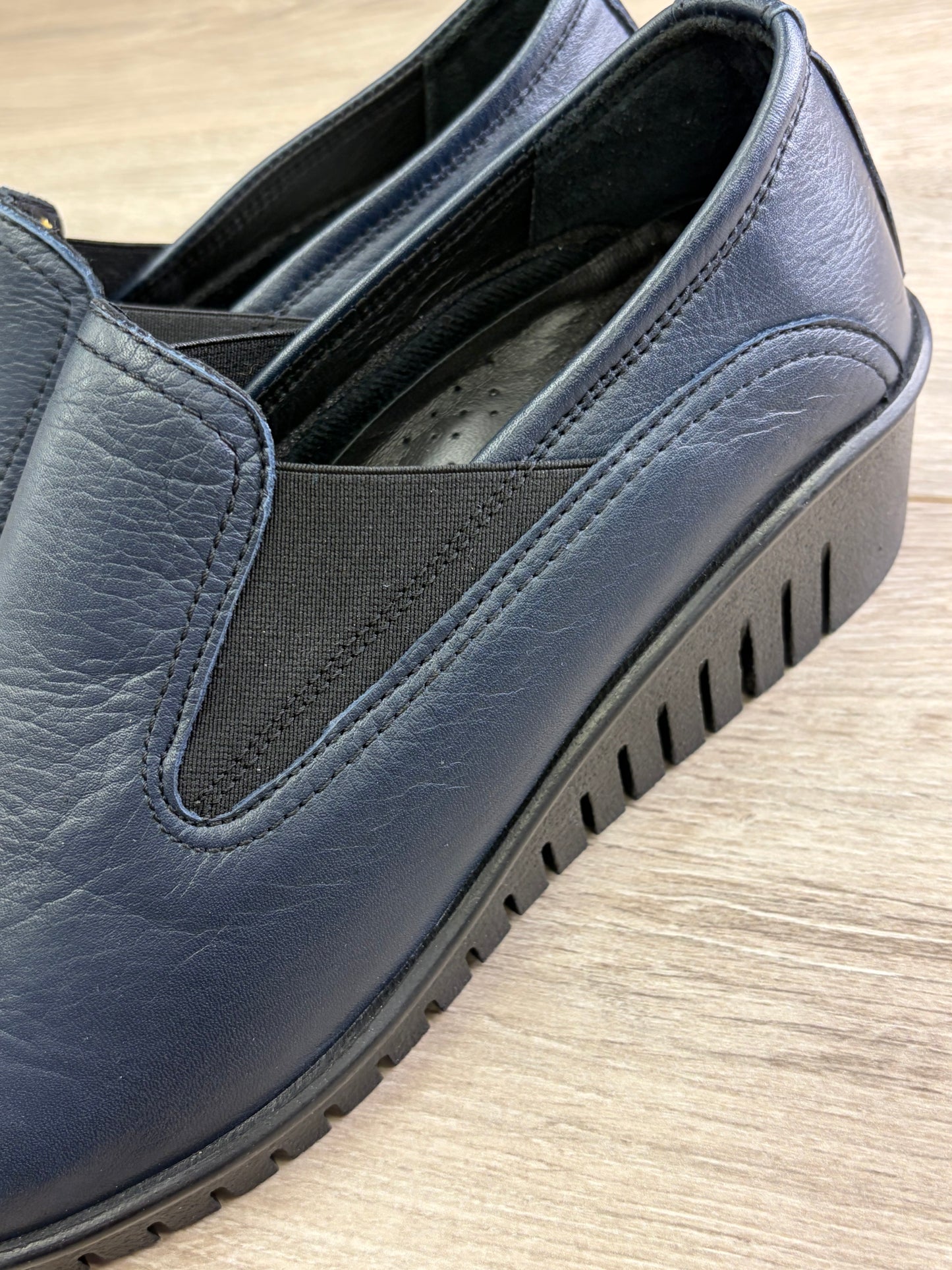 Lotus - Navy Slip-on Wedge