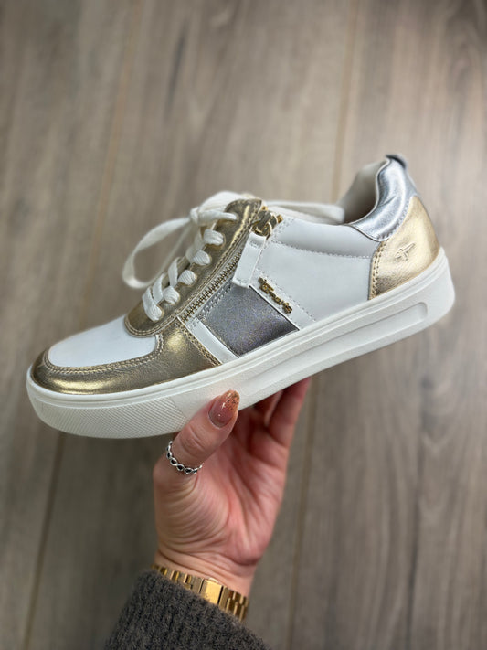 Tamaris - White & Gold Trainer
