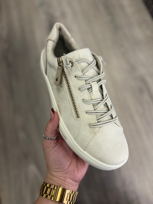Jana - White Elastic Lace Trainer