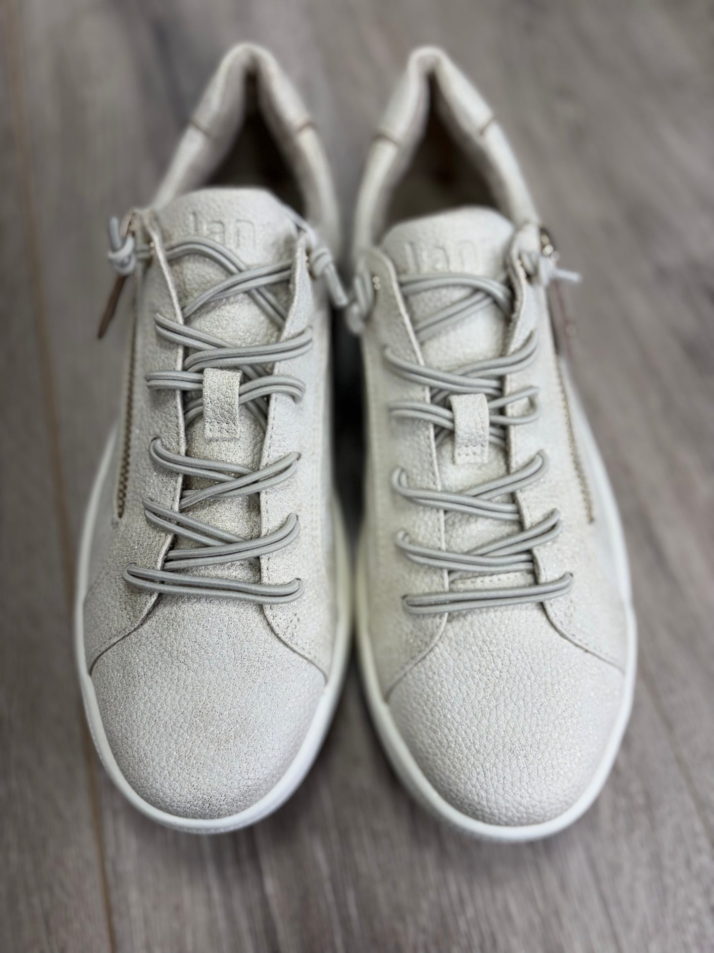 Jana - White Elastic Lace Trainer