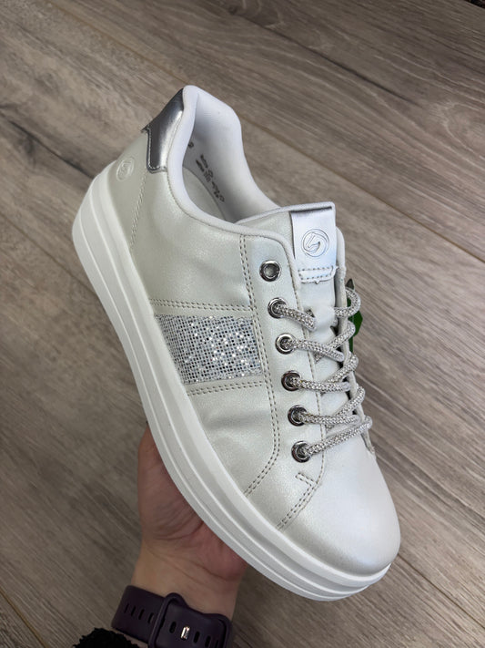 Remonte - Cream Sneaker/Silver Lace