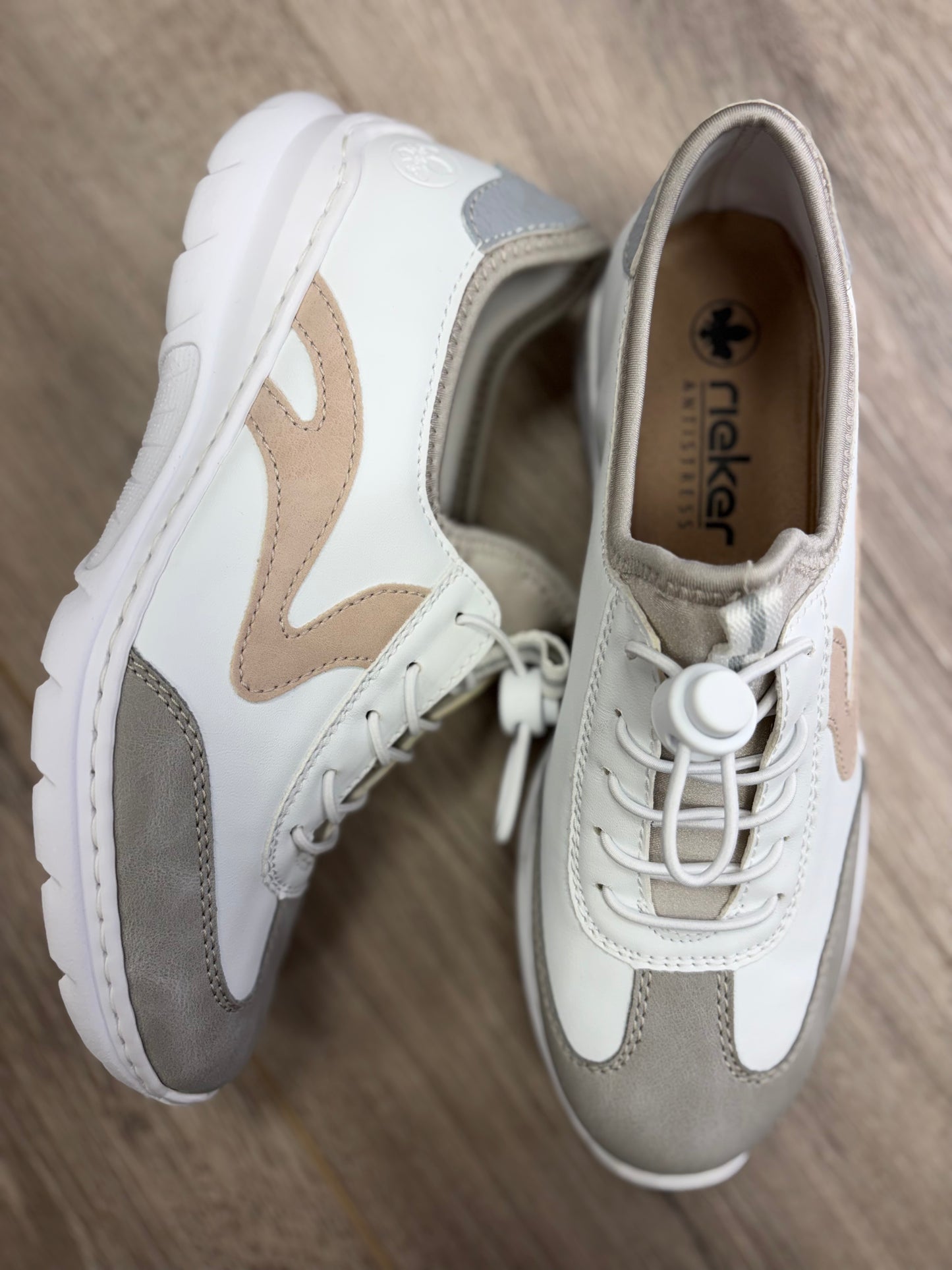 Rieker - White/Beige Elastic Trainer