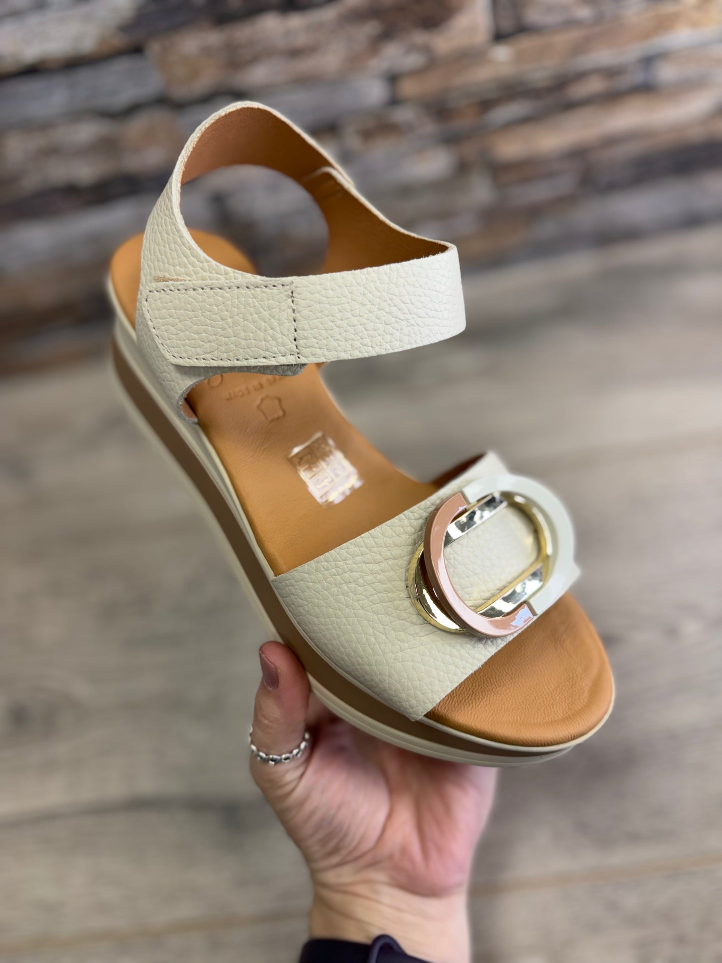 Oh My Sandals - Cream - Tan Buckle