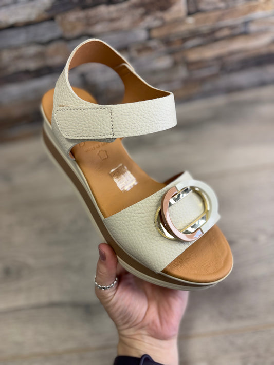 Oh My Sandals - Cream - Tan Buckle