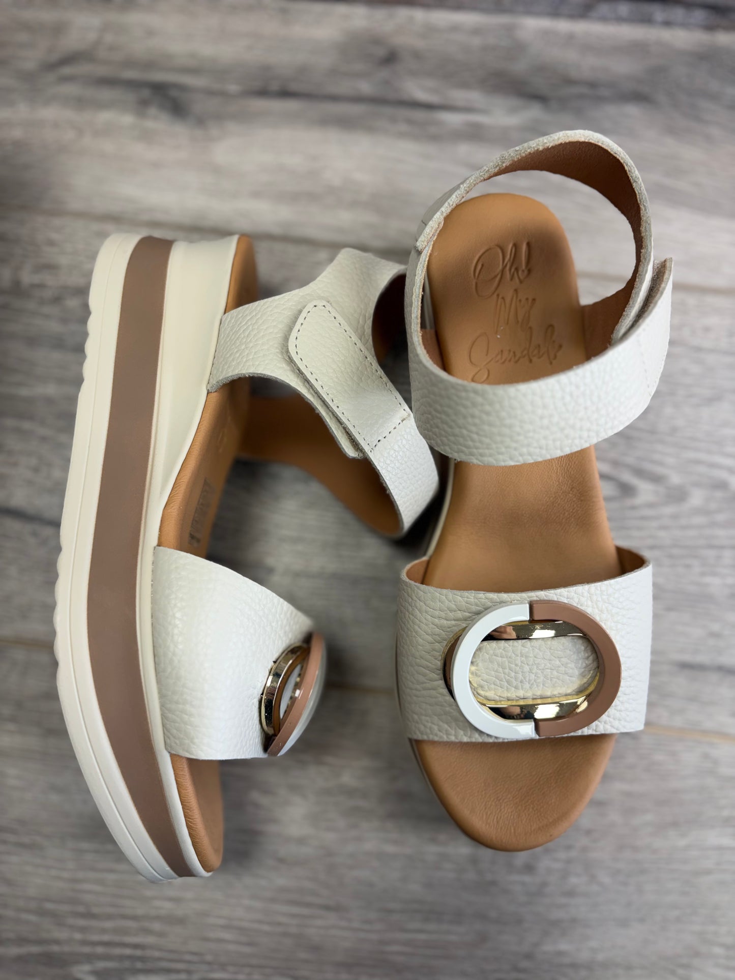 Oh My Sandals - Cream - Tan Buckle