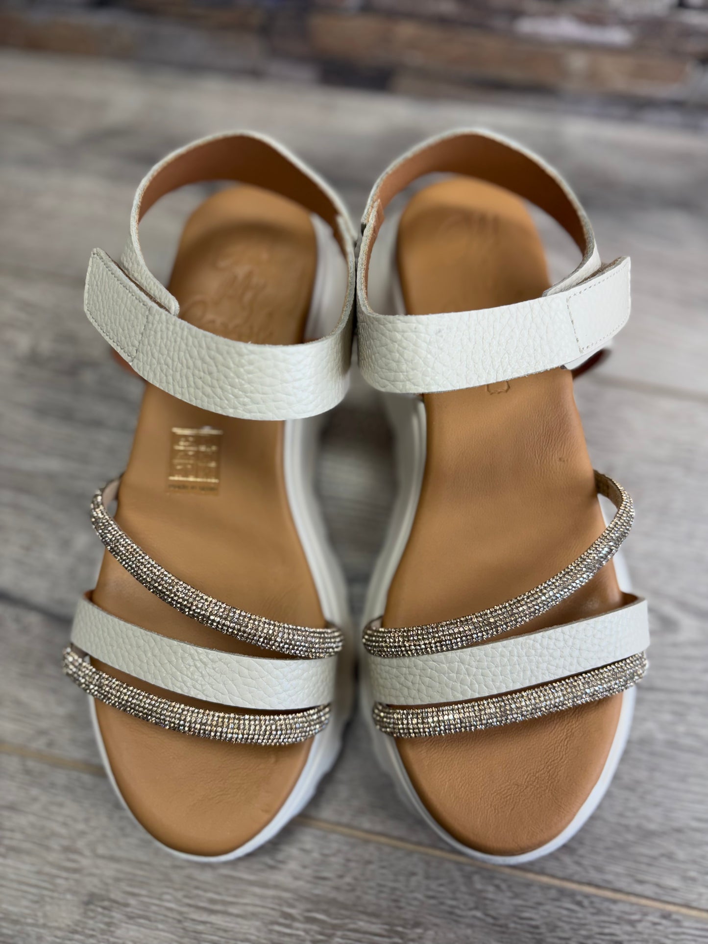 Oh My Sandals - Cream Wedge - Sparkle Detail