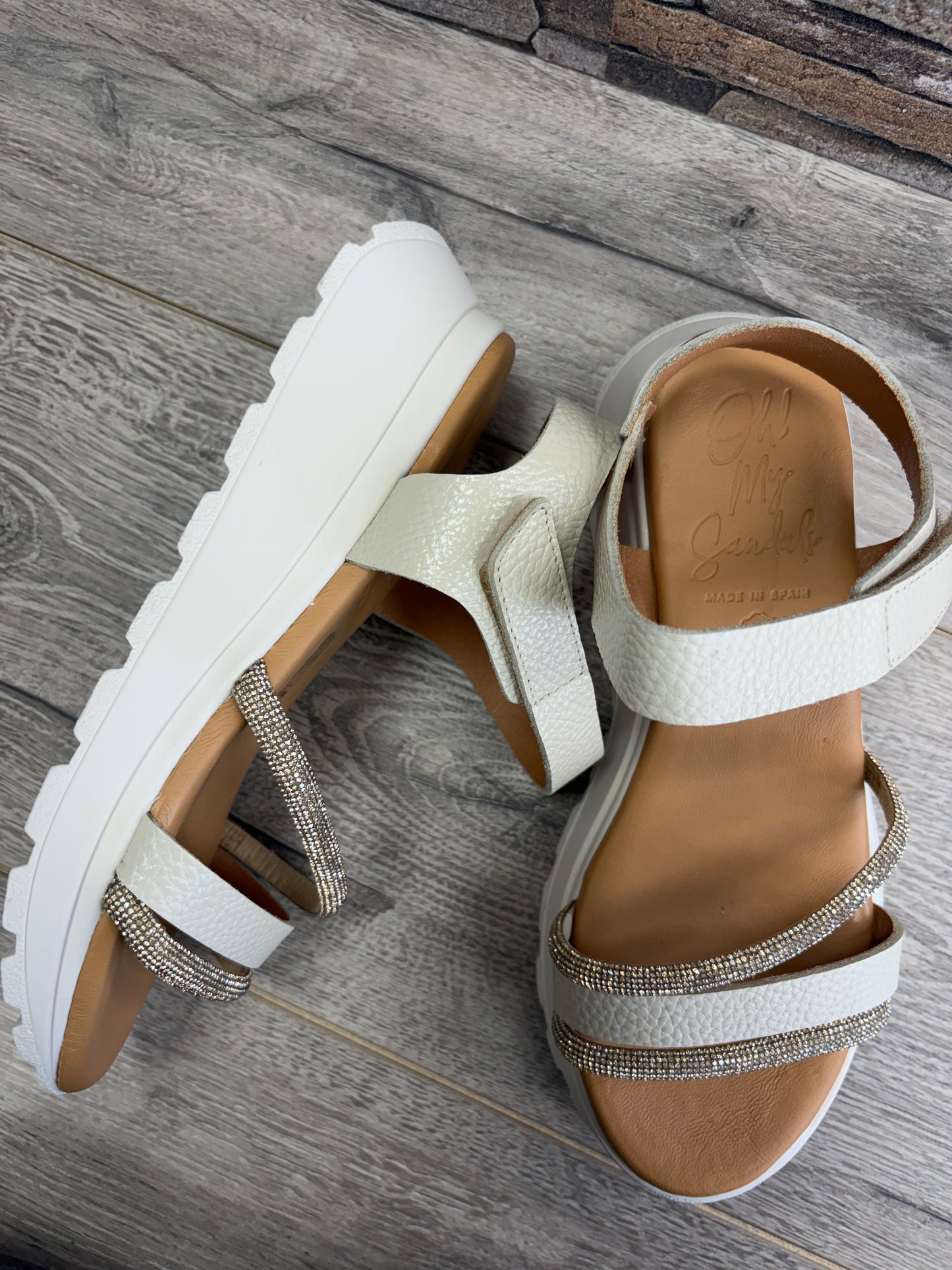 Oh My Sandals - Cream Wedge - Sparkle Detail